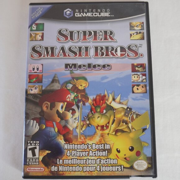 Super Smash Bros Melee GameCube Black Label - Nintendo Video Game - No Manual - Picture 1 of 3